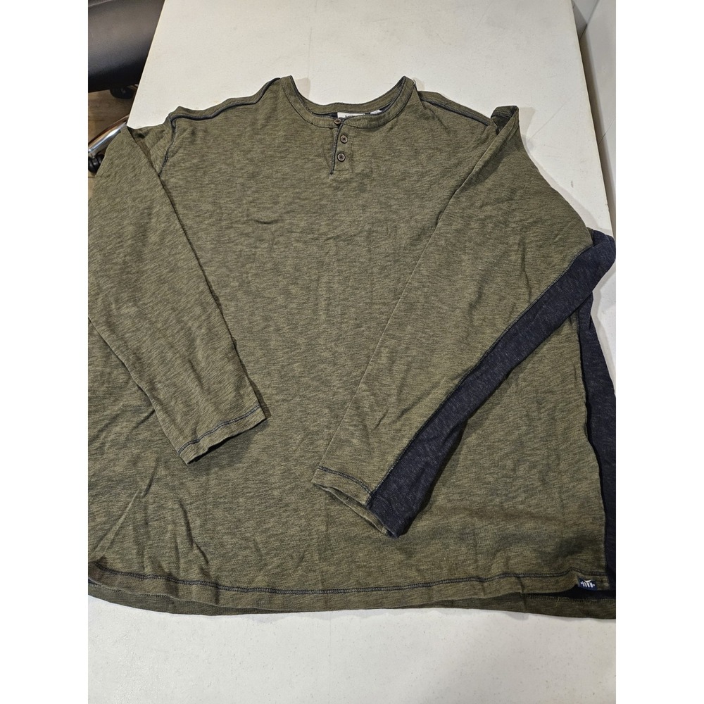 Rowm Mens long sleeve Tshirt cotton blend size 4XB Green/blue Casual Tee(A544